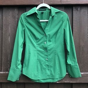 Express Design Studio Green Long-sleeve Dress Shirt